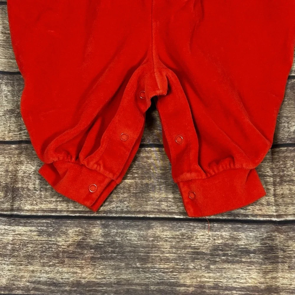 Vintage OshKosh B'gosh Red Velour‎ Holiday Toy Soldier Romper 3-6M Christmas